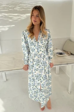 Adelic Long Dress Blue Hydrangea Print