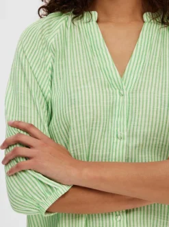 Alberta 3/4 Stripe Short Dress Snow White Classic Green Stripes
