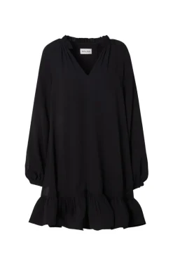 Alva Frill Detailed Mini Dress Black