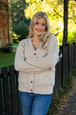 Alva Ls Knit Cardigan Birch Melange