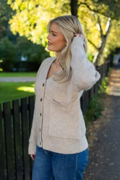Alva Ls Knit Cardigan Birch Melange