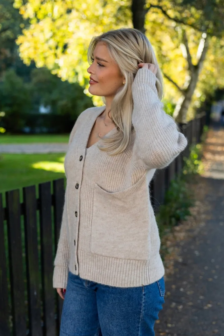 Alva Ls Knit Cardigan Birch Melange