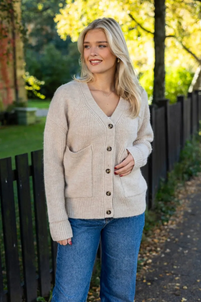 Alva Ls Knit Cardigan Birch Melange