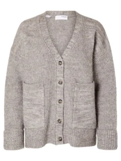 Alva Ls Knit Cardigan Steel Gray Birch