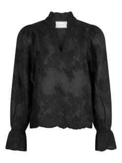 Amara Big Embroidery Blouse Black