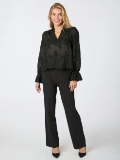 Amara Big Embroidery Blouse Black