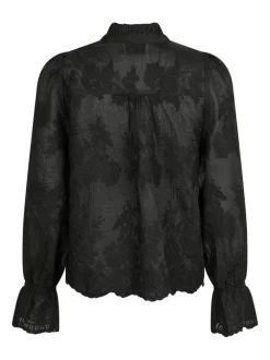 Amara Big Embroidery Blouse Black