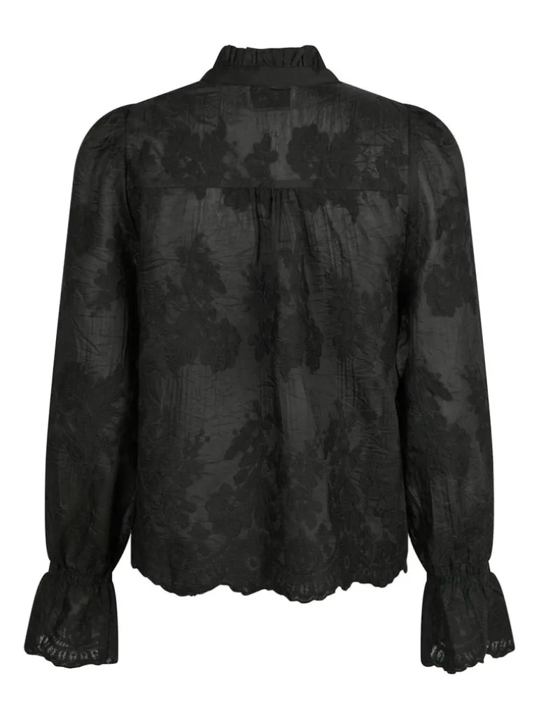 Amara Big Embroidery Blouse Black