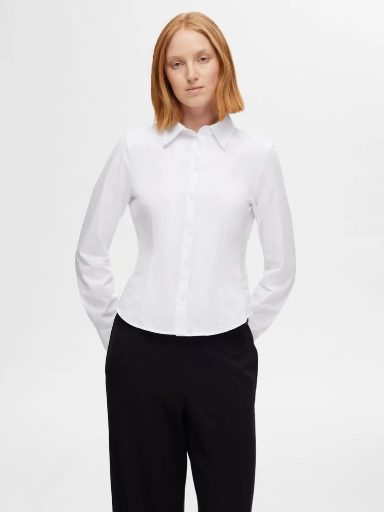 Amira Ls Fitted Shirt Bright White