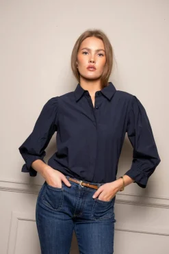 Amy Shirt Marine Poplin
