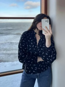 Anett Little Flower Blouse Black