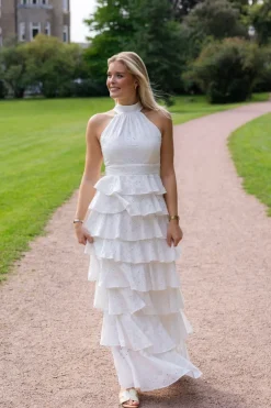 Angel Maxi Dress Halterneck White