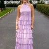 Angel Maxi Dress Halterneck Lavender Lace