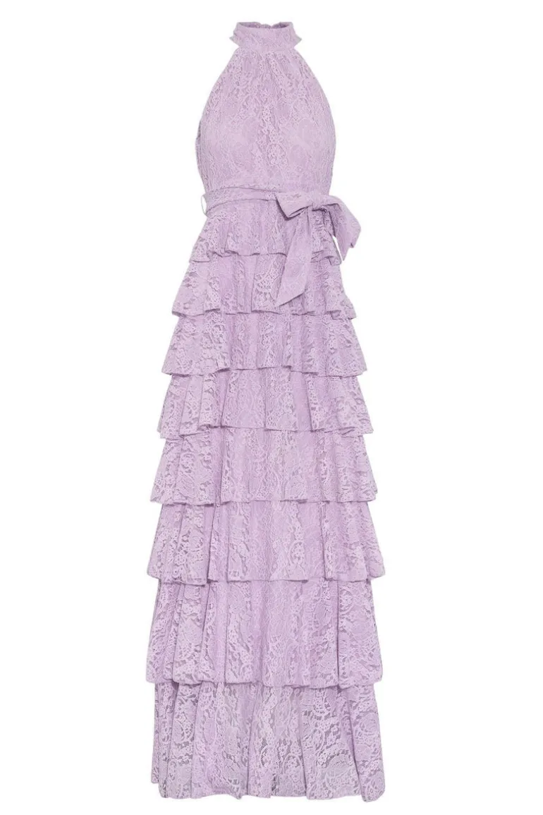 Angel Maxi Dress Halterneck Lavender Lace