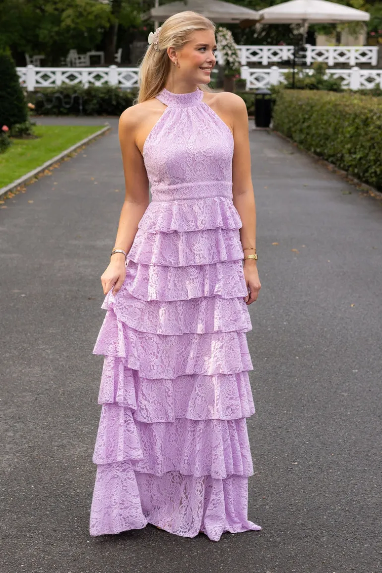 Angel Maxi Dress Halterneck Lavender Lace