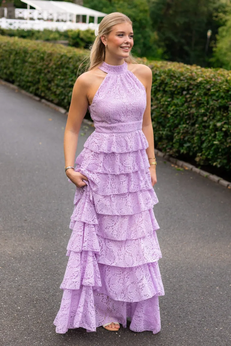 Angel Maxi Dress Halterneck Lavender Lace