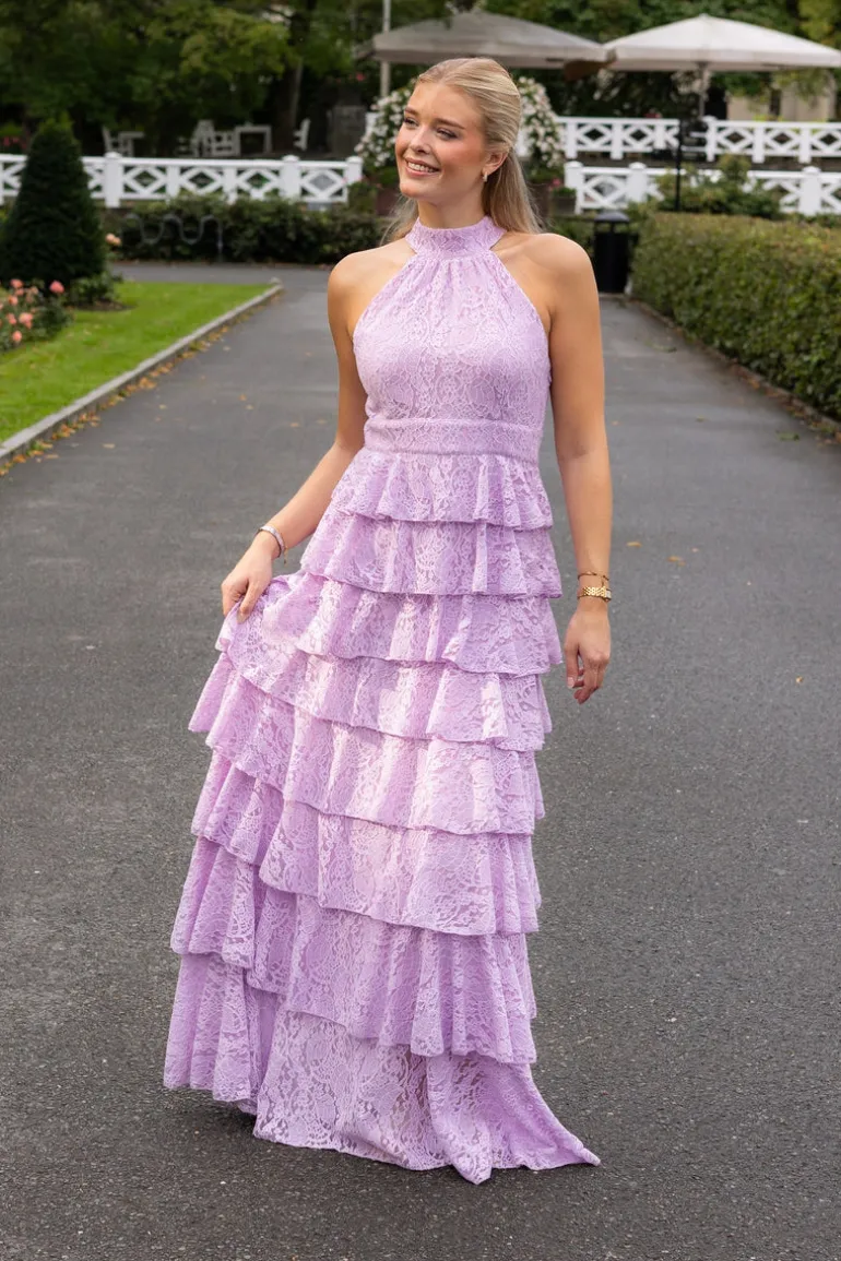 Angel Maxi Dress Halterneck Lavender Lace