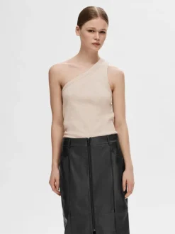 Anna One Shoulder Top Oatmeal Melange
