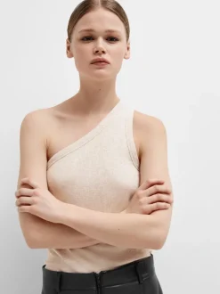 Anna One Shoulder Top Oatmeal Melange