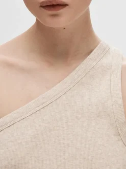 Anna One Shoulder Top Oatmeal Melange