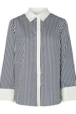 Anne Ls Striped Shirt Navy Blazer Star White