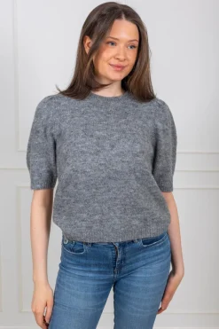 Anne Ss Knit Pullover Light Grey Melange