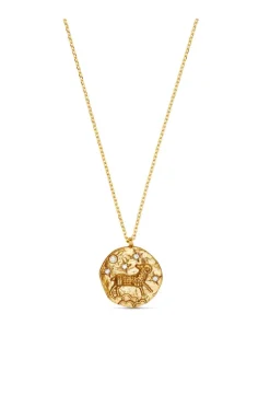 Aries Zodiac Necklace Pale Gold