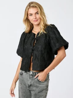 Aska Jacquard Blouse Black