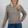 Ava Ls Knit O-Neck Irish Cream Melange