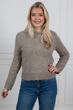 Ava Ls Knit O-Neck Irish Cream Melange