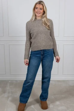 Ava Ls Knit O-Neck Irish Cream Melange