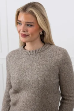 Ava Ls Knit O-Neck Irish Cream Melange