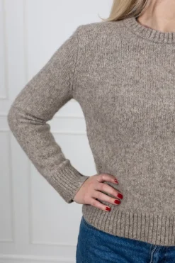 Ava Ls Knit O-Neck Irish Cream Melange