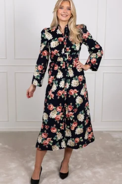 Baby Cord Belt Dress Midnight Roses