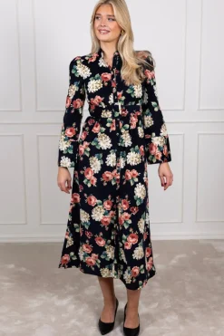 Baby Cord Belt Dress Midnight Roses