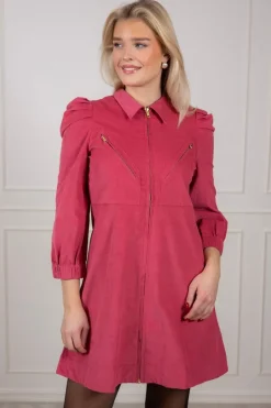 Baby Cord Collared Dress Raspberry