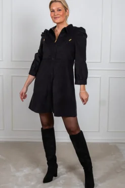 Baby Cord Collared Dress Black