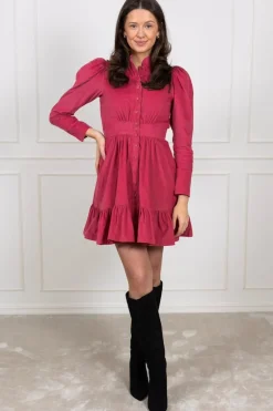 Baby Cord Mini Dress Raspberry