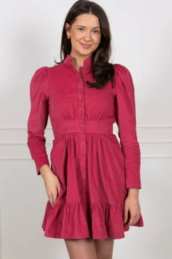 Baby Cord Mini Dress Raspberry