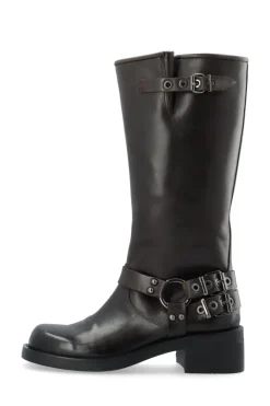 Biaharper Biker Boot Pull Up Leather Dark Brown