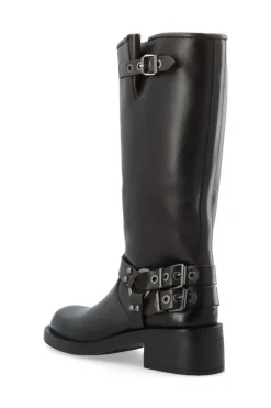 Biaharper Biker Boot Pull Up Leather Dark Brown