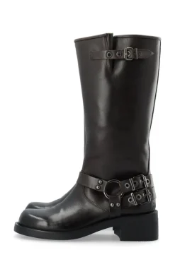 Biaharper Biker Boot Pull Up Leather Dark Brown