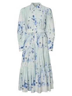 Billa Ls Long Dress Halogen Blue Billa Aop