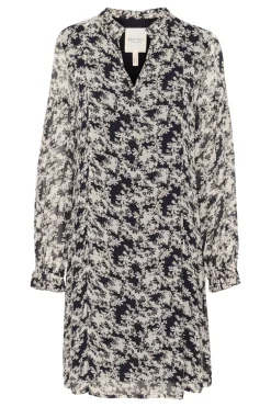 Botellapw Dress Dark Navy Contrast Flower