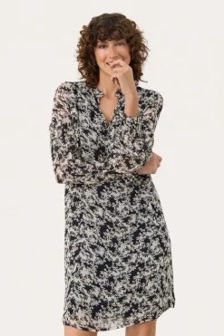 Botellapw Dress Dark Navy Contrast Flower