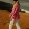 Boxy Bow Top Hot Pink Check