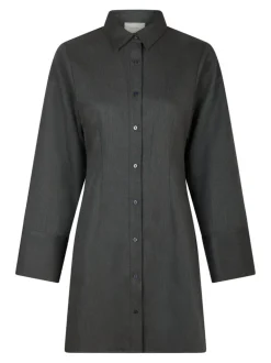 Cajsa Solid Shirt Dress Dark Grey