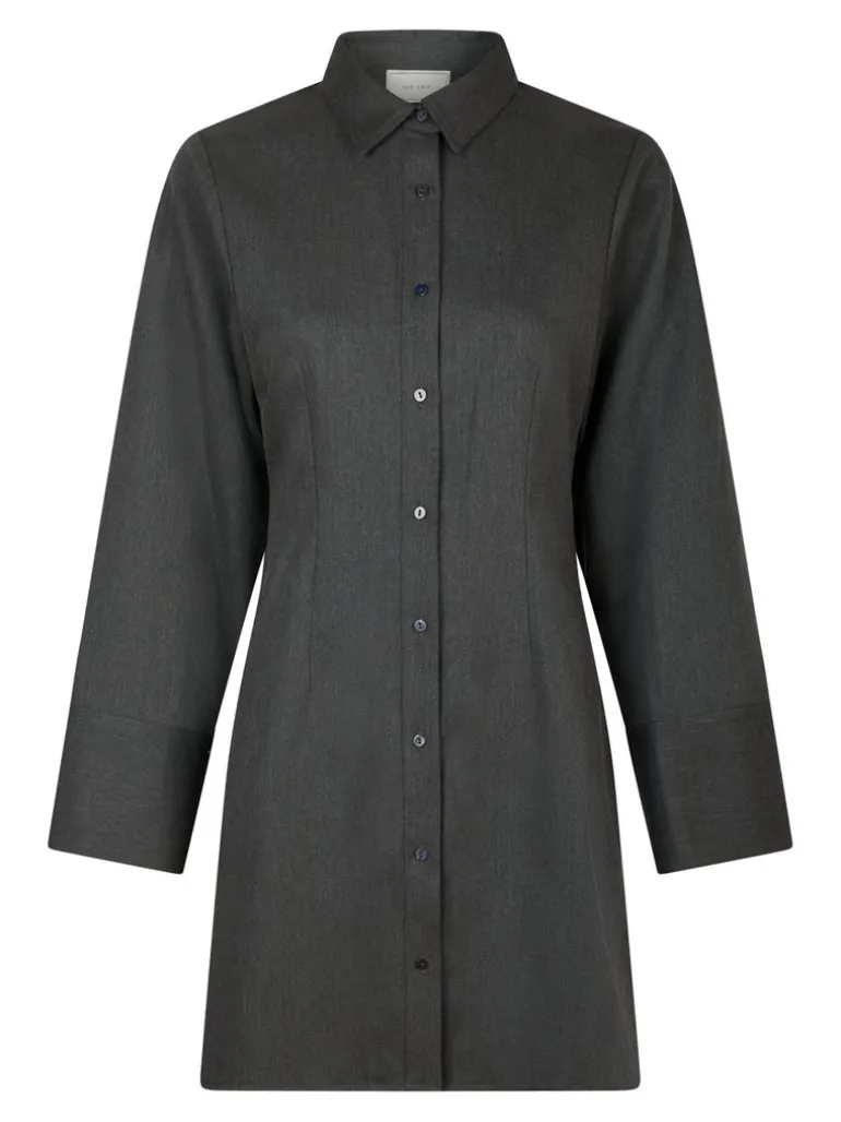 Cajsa Solid Shirt Dress Dark Grey
