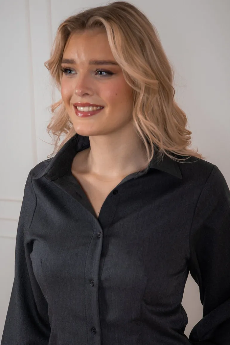 Cajsa Solid Shirt Dress Dark Grey