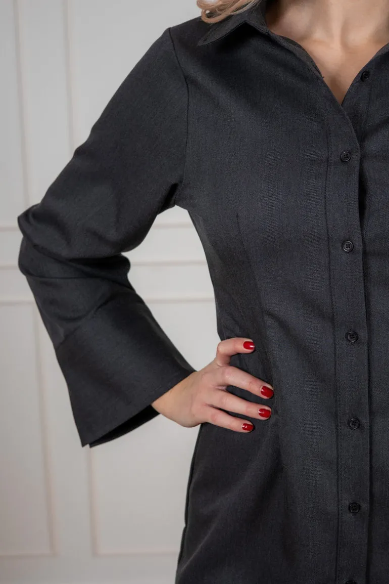 Cajsa Solid Shirt Dress Dark Grey